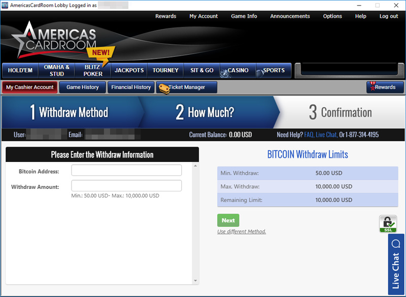 americas cardroom bitcoin withdrawal