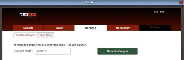 red dog casino ndb codes