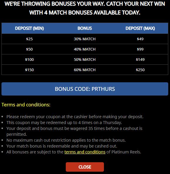 Platinum Reels Casino No Deposit Bonus Codes 2018